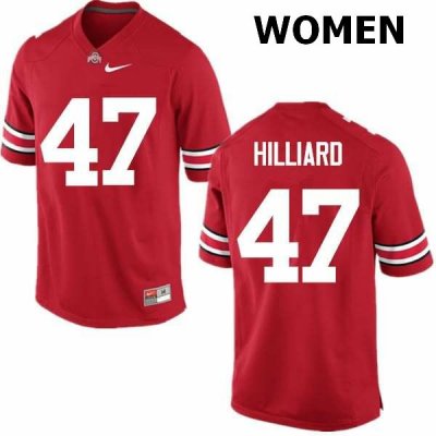 Women's Ohio State Buckeyes #47 Justin Hilliard Red Nike NCAA College Football Jersey Summer ZFZ1144IE